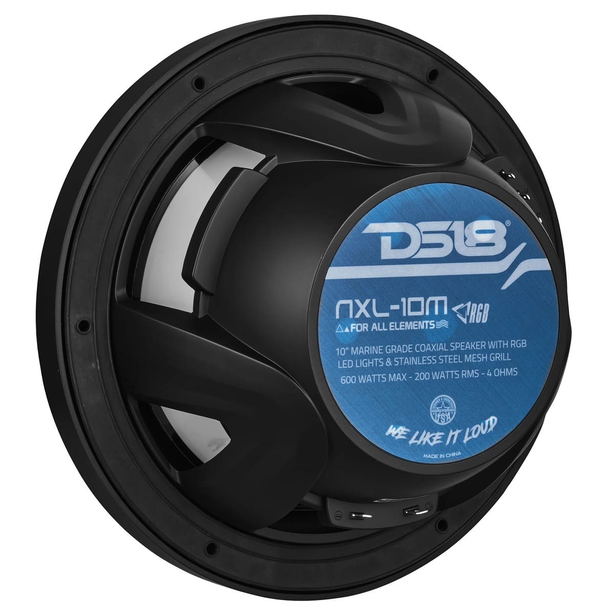 DS18 NXL 10" 2-Way Coaxial Marine Speaker with RGB LED Lights 200 Watts RMS 4-Ohm
