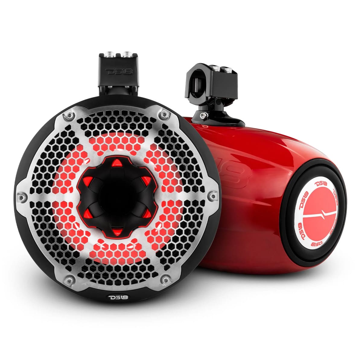 DS18 NXL 10" Neodymium Marine & Powersports Towers with Built-in Passive Radiator, 1" Driver & 300 Watts RMS RGB LED