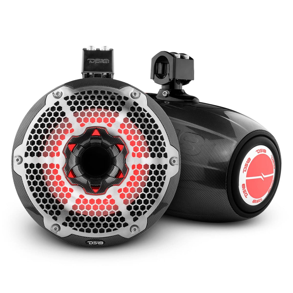 DS18 NXL 10" Neodymium Marine & Powersports Towers with Built-in Passive Radiator, 1" Driver & 300 Watts RMS RGB LED