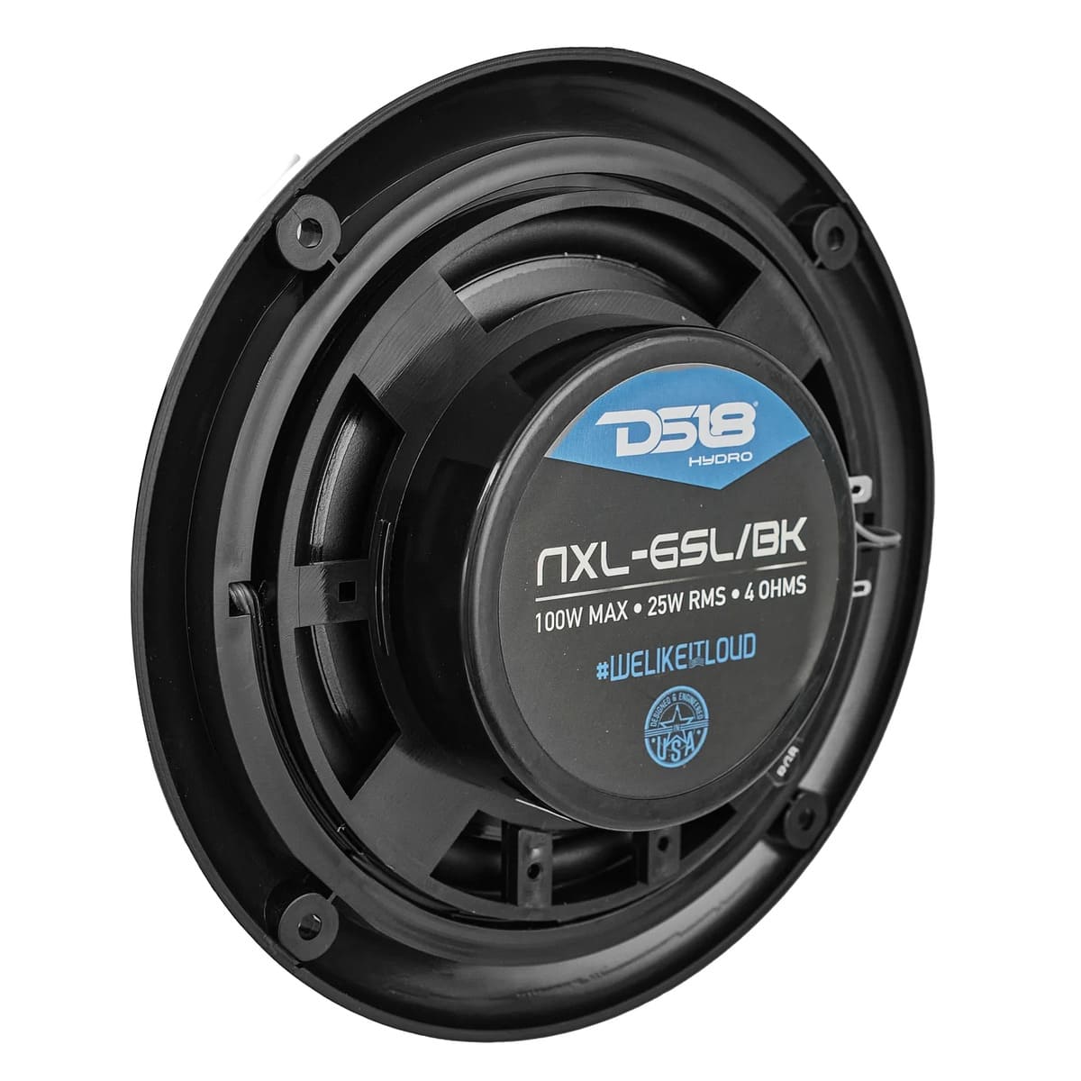 DS18 NXL 6.5" 2-Way Coaxial Marine Shallow Speaker w/ 25 Watts RMS 4-Ohm RGB LED Lights