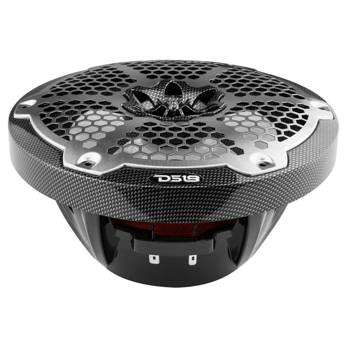 DS18 NXL 8" 2-Way Coaxial Marine Speaker w/ 125 Watts RMS 4-Ohm RGB LED Lights - Black Carbon Fiber