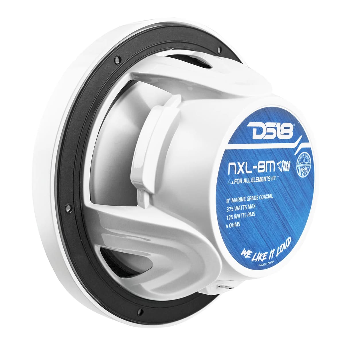 DS18 NXL 8" 2-Way Coaxial Marine Speaker With RGB LED Lights 125 Watts RMS 4-Ohm