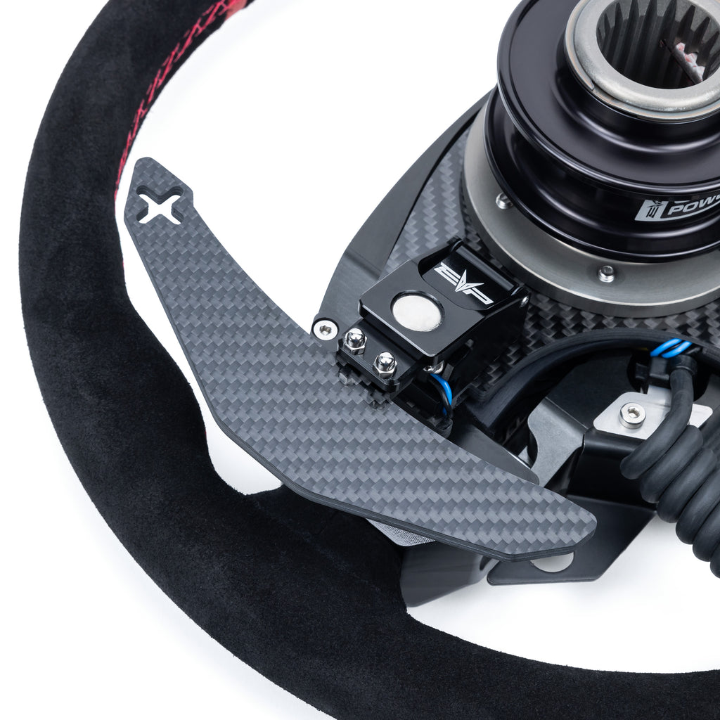 EVO Can-Am Maverick R Mode Steering Wheel w/ Carbon Fiber Paddles & Quick-Release Hub Adapter Kits