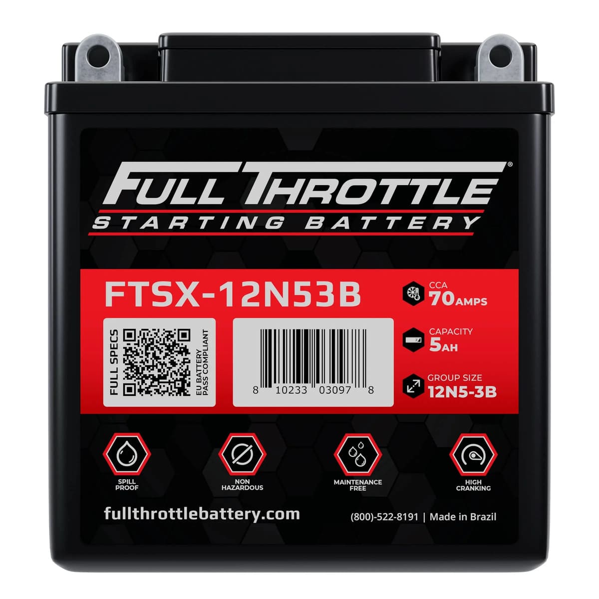 Full Throttle Starting Series High Performance AGM Battery - FTSX-12N53B
