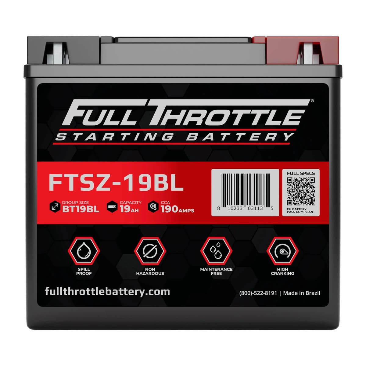 Full Throttle Starting Series High Performance AGM Battery - FTSZ-19BL