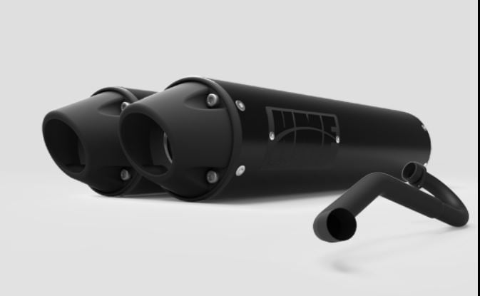 HMF '11-'14 Polaris RZR XP 900 Performance Dual Full Exhaust System - Blackout