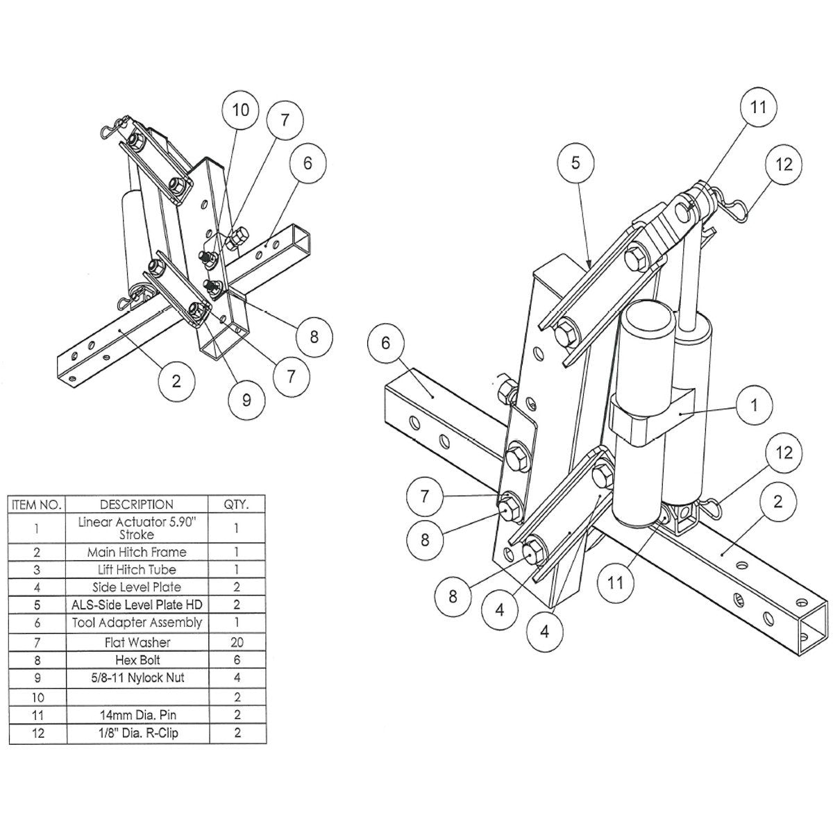 Impact Implements Pro 1 Point Hydraulic Lift (IP5532) Replacement Parts