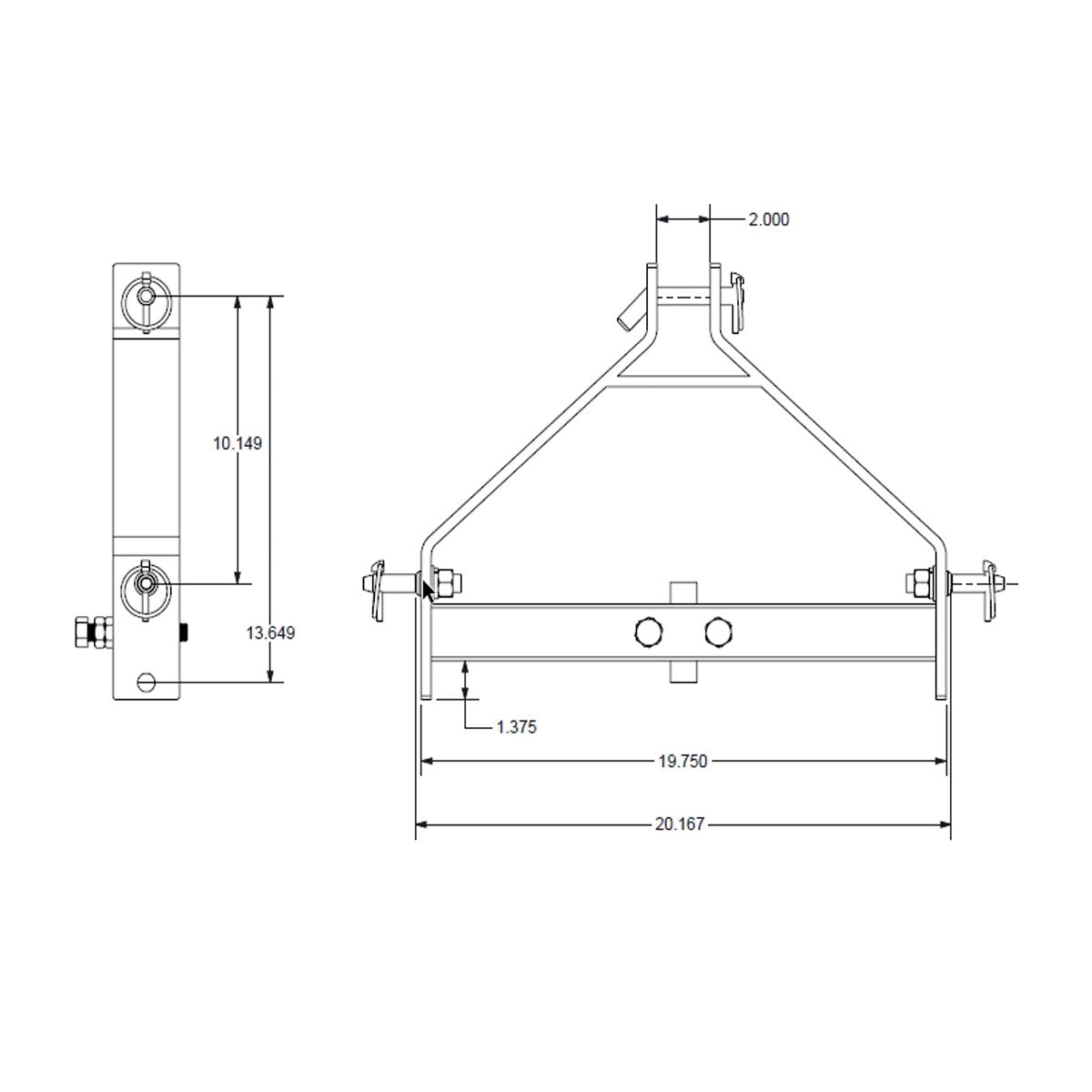 Impact Implements Pro 3-Point Adapter to Sleeve Hitch