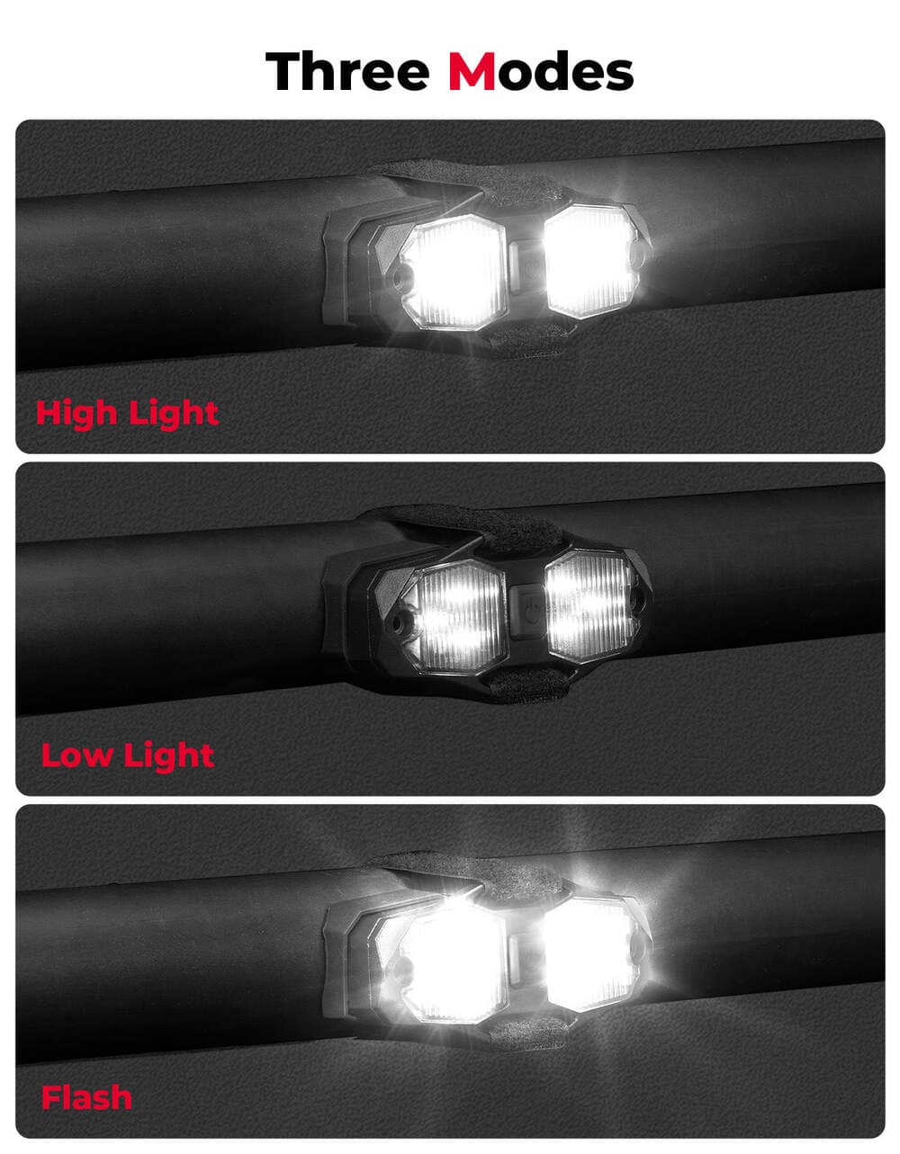 Kemimoto 1.5"-2" Roll Bar UTV Aluminum Waterproof 600mAh Rechargeable Dome Light