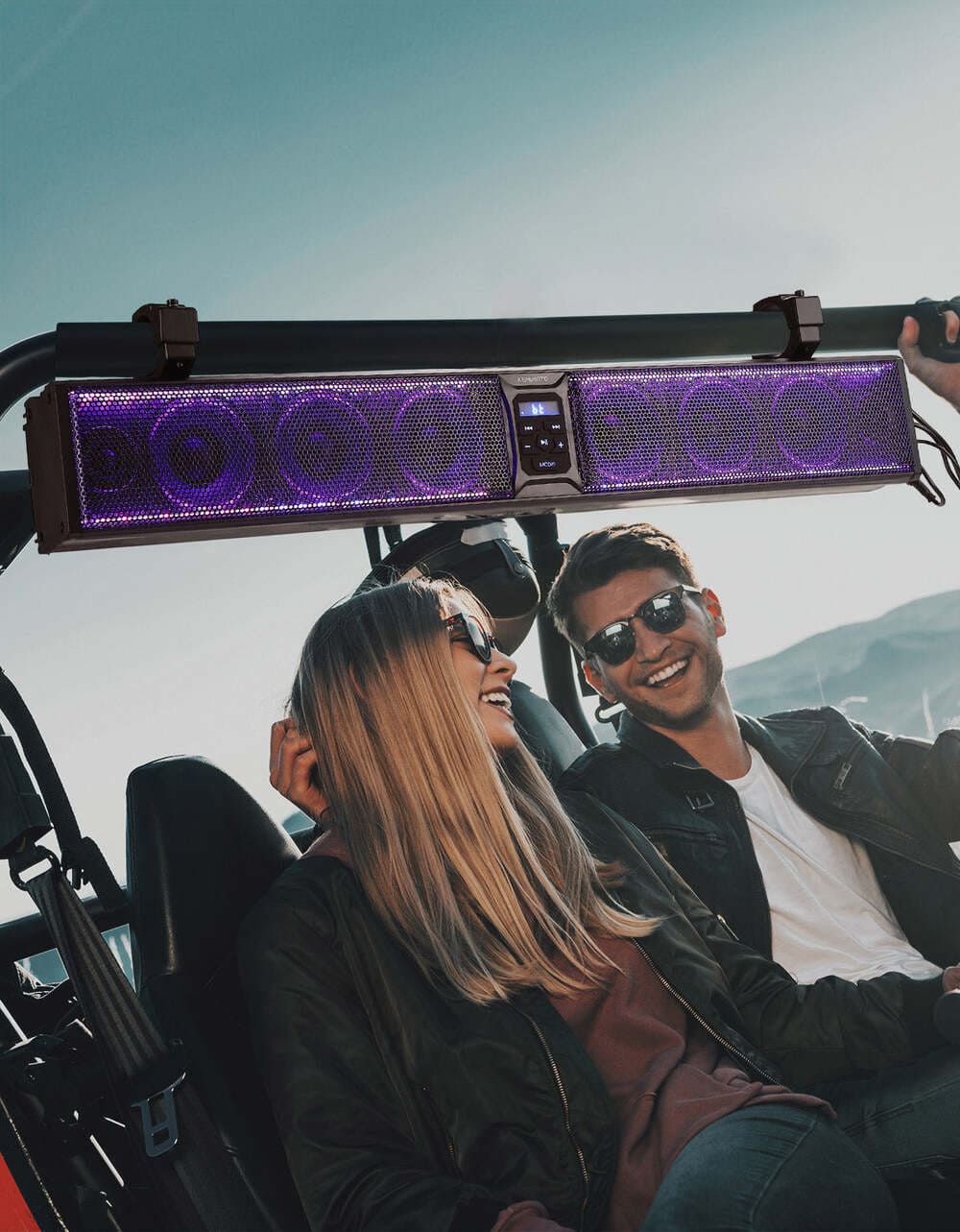 Kemimoto 1.75''-2.25'' Roll Bar 8-Speaker RGB UTV Bluetooth Sound Bar - 33"