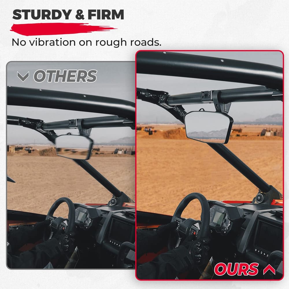 Kemimoto 1.75"-2" Round Roll Bar Rear View Mirror w/ Lights Fit