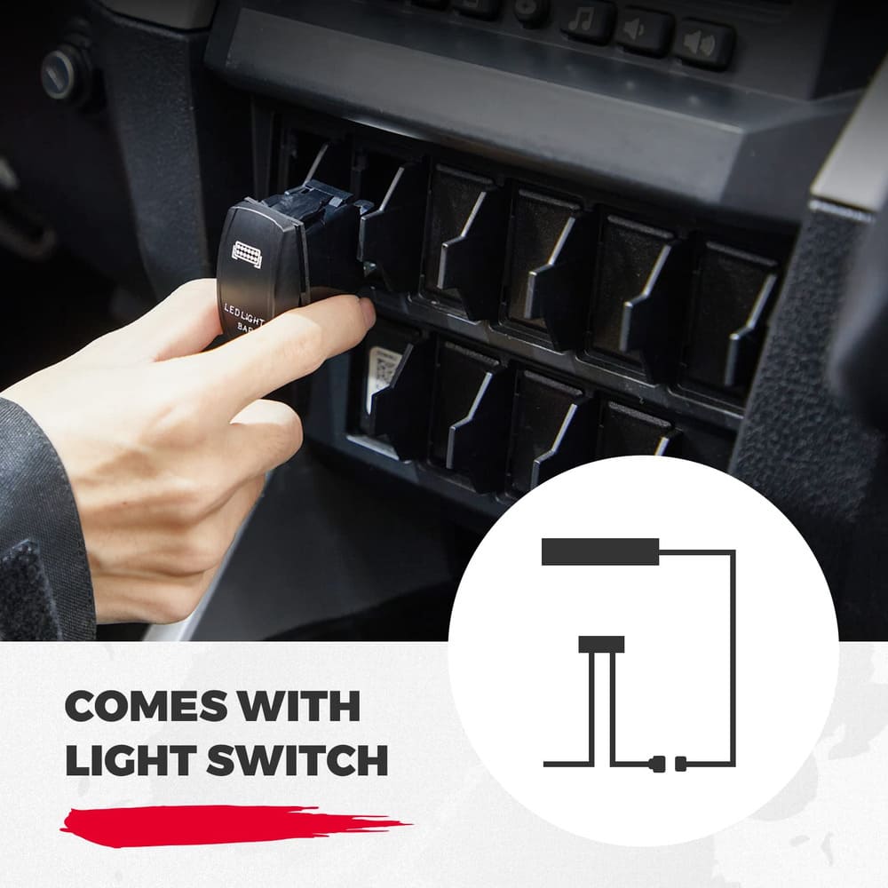 Kemimoto 1.75"-2" Round Roll Bar Rear View Mirror w/ Lights Fit