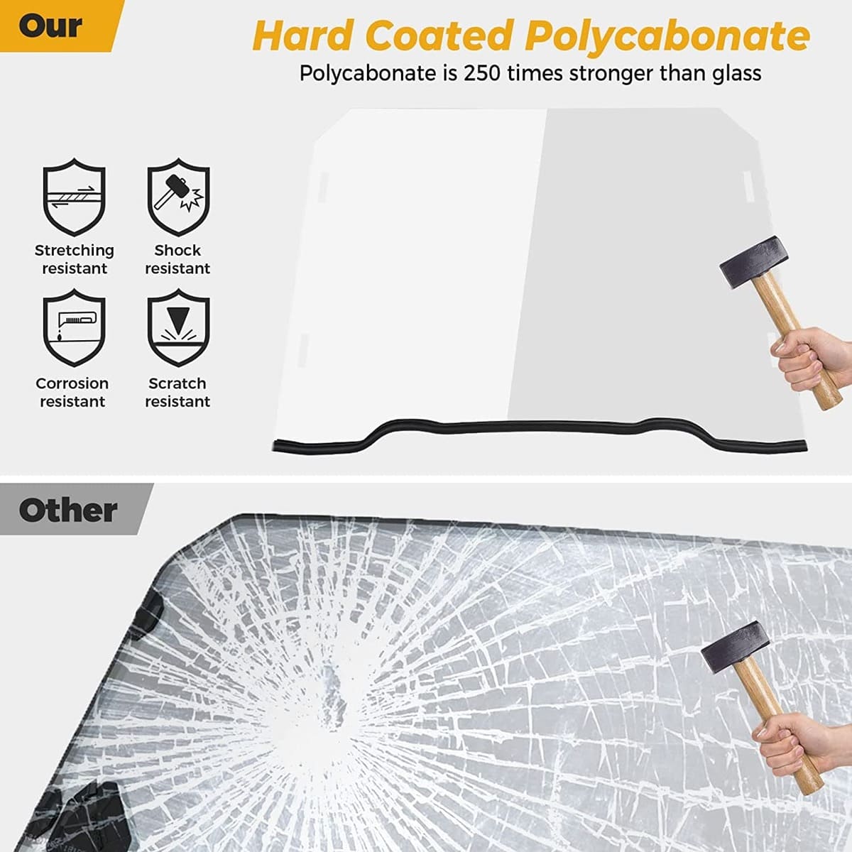 Kemimoto '14-'18 Polaris XP 1000 Front Full Windshield