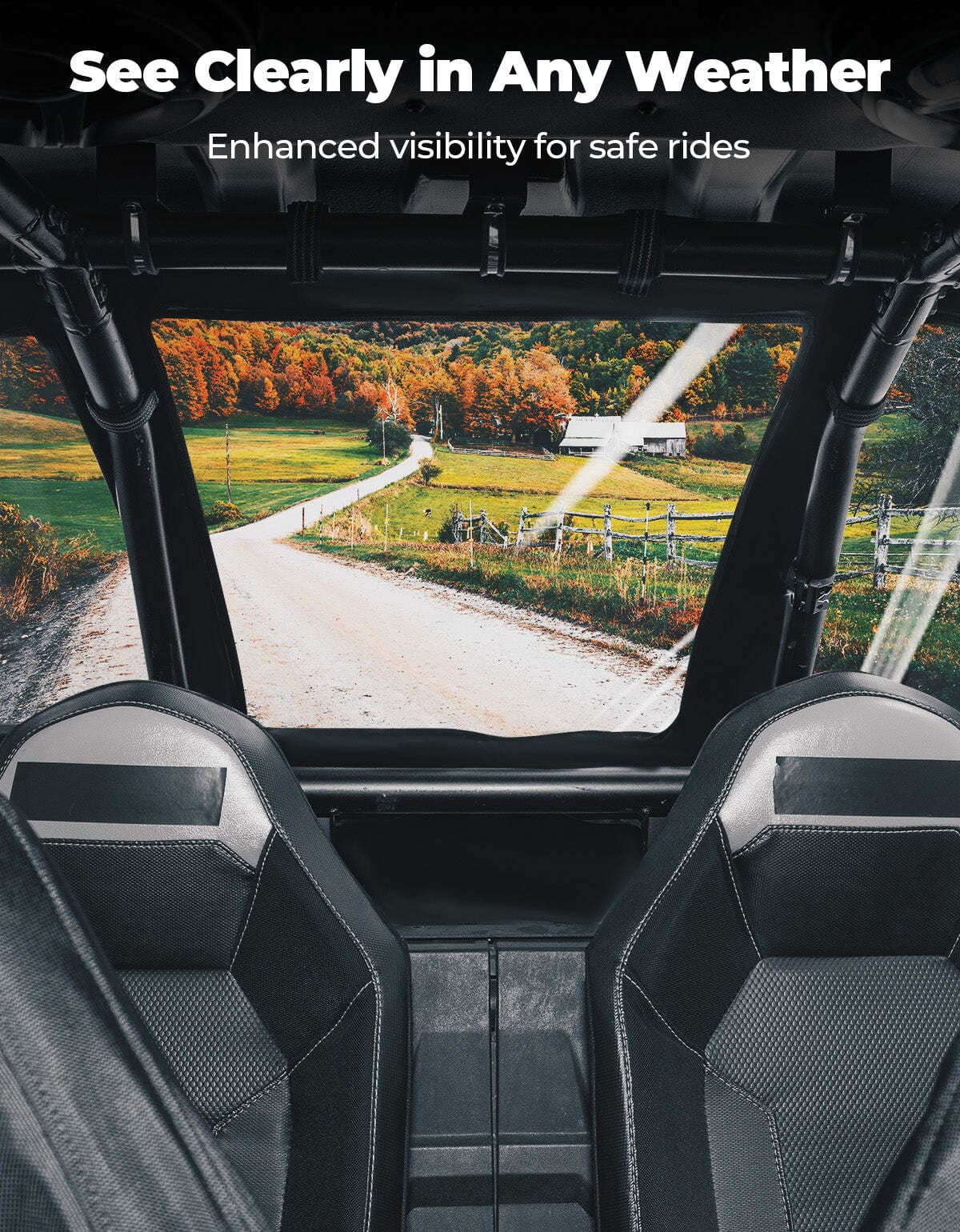 Kemimoto '14-'23 Polaris RZR XP 1000 2 in 1 UTV Rear Soft Windshield w/ Cargo Bed Cover