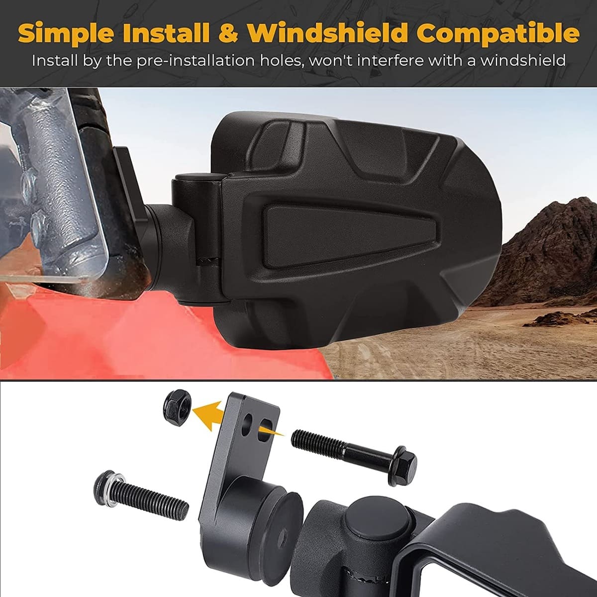 Kemimoto '14-'23 Polaris RZR XP 1000 Folding Side Mirrors