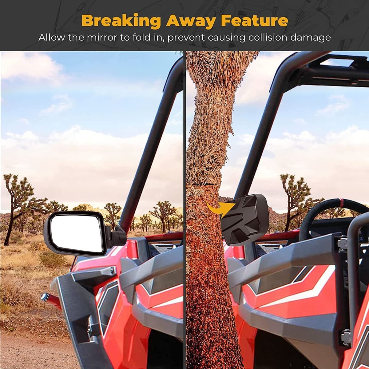 Kemimoto '14-'23 Polaris RZR XP 1000 Folding Side Mirrors