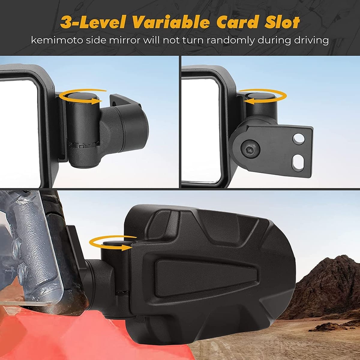 Kemimoto '14-'23 Polaris RZR XP 1000 Folding Side Mirrors