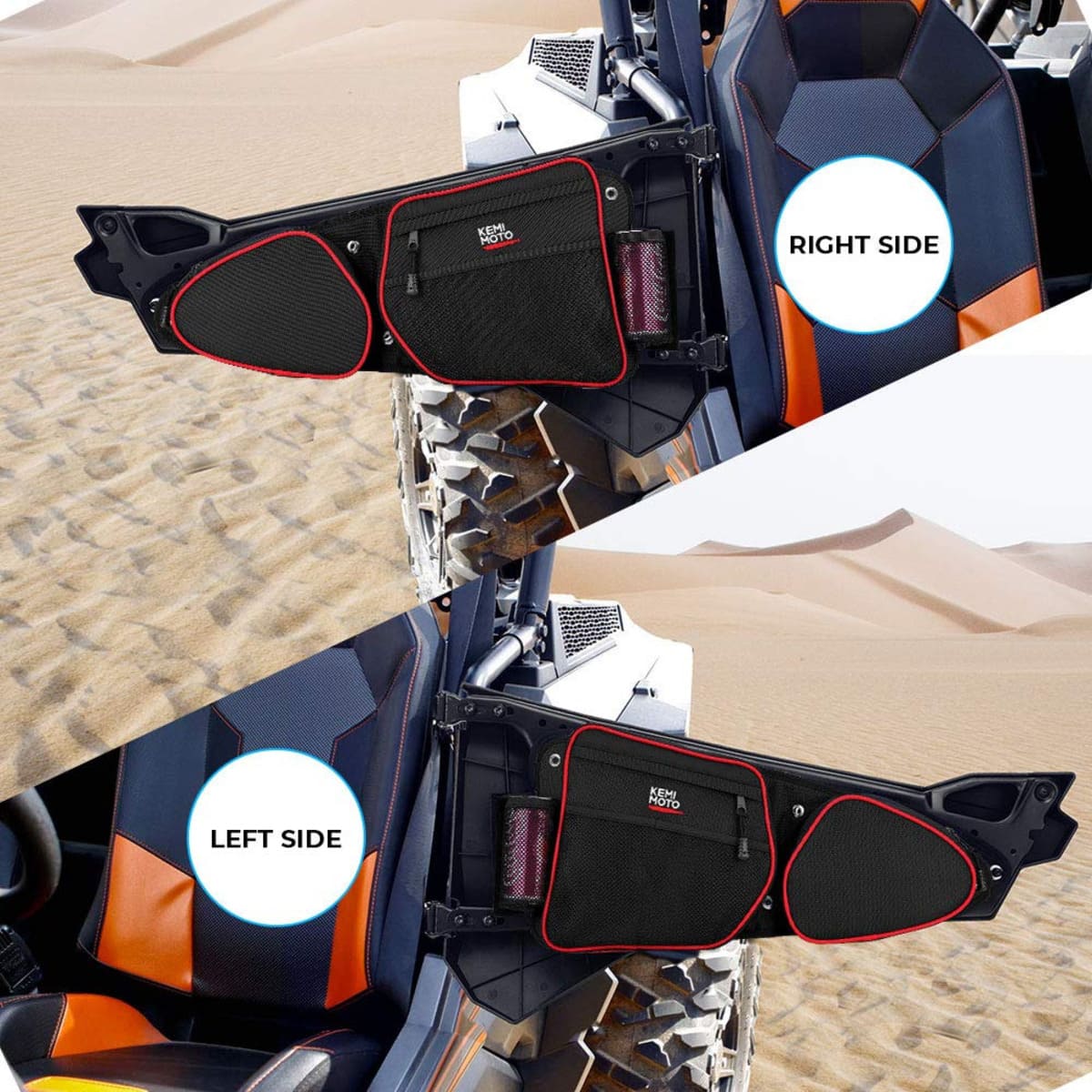 Kemimoto '14-'23 Polaris RZR XP 1000 Front Side Door Bags w/ Knee Pad