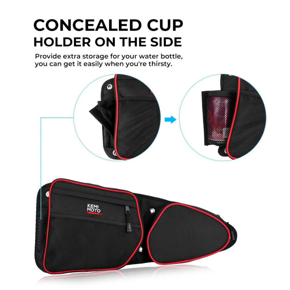 Kemimoto '14-'23 Polaris RZR XP 1000 Front Side Door Bags w/ Knee Pad