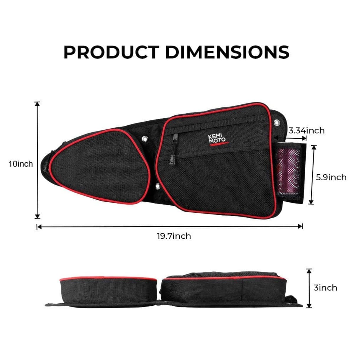 Kemimoto '14-'23 Polaris RZR XP 1000 Front Side Door Bags w/ Knee Pad