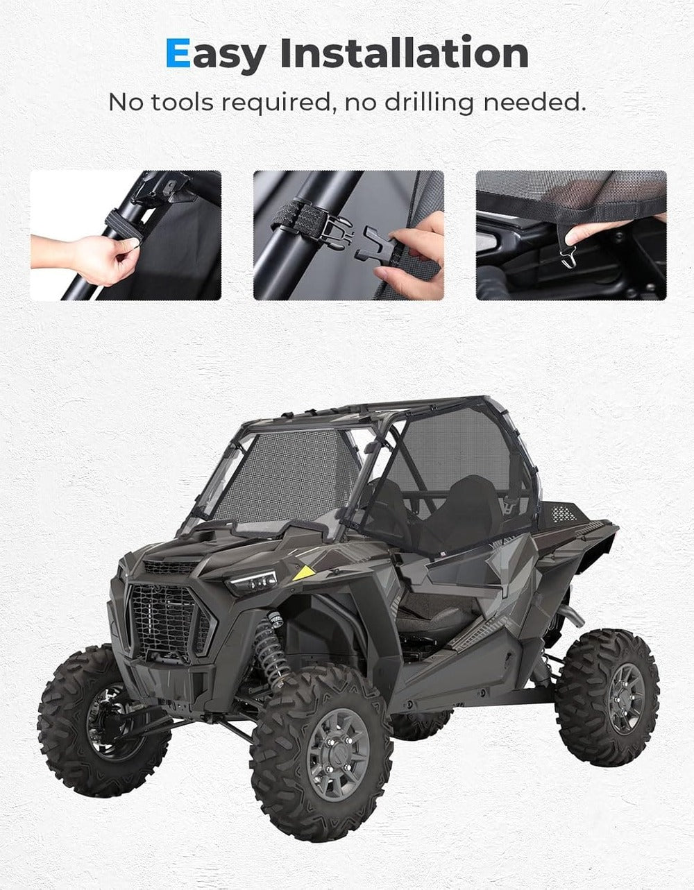 Kemimoto '14-'23 Polaris RZR XP 1000 Mesh Shield Protective Door Net