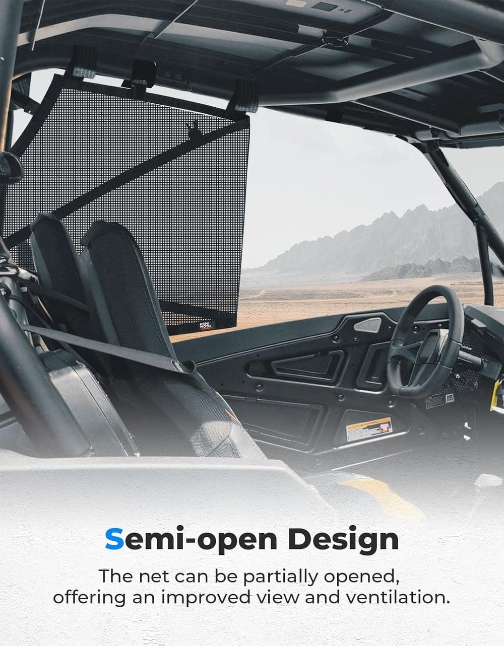 Kemimoto '14-'23 Polaris RZR XP 1000 Mesh Shield Protective Door Net