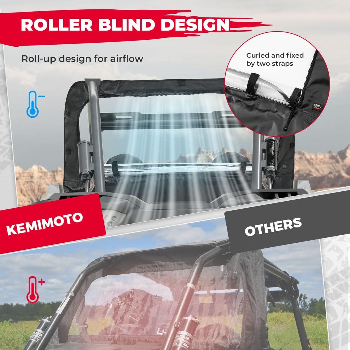 Kemimoto '14-'23 Polaris RZR XP 1000 Soft Rear Windshield