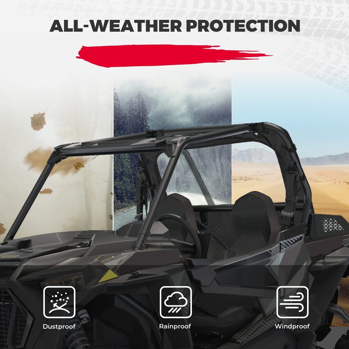 Kemimoto '14-'23 Polaris RZR XP 1000 Soft Rear Windshield