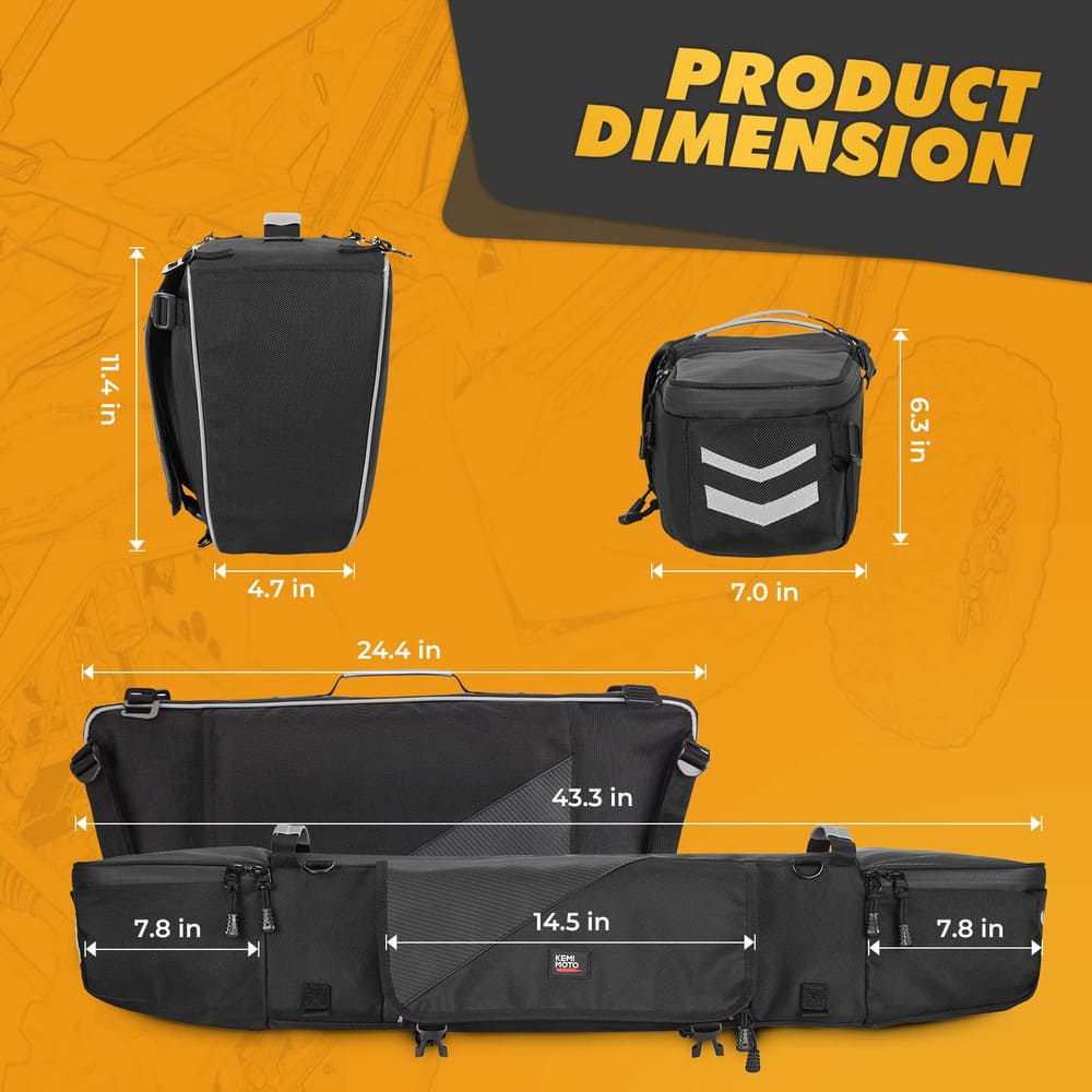 Kemimoto '14-'23 Polaris RZR XP 1000 Upgraded 1680D Rear Cargo Bag