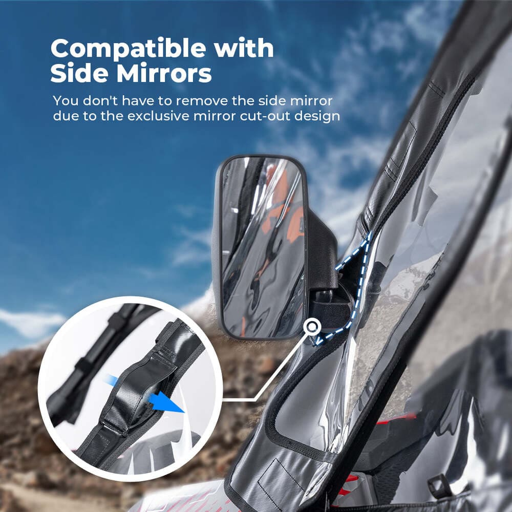 Kemimoto '14-'23 Polaris RZR XP 1000/XP Turbo UTV Soft Upper Door Cab Enclosure Set