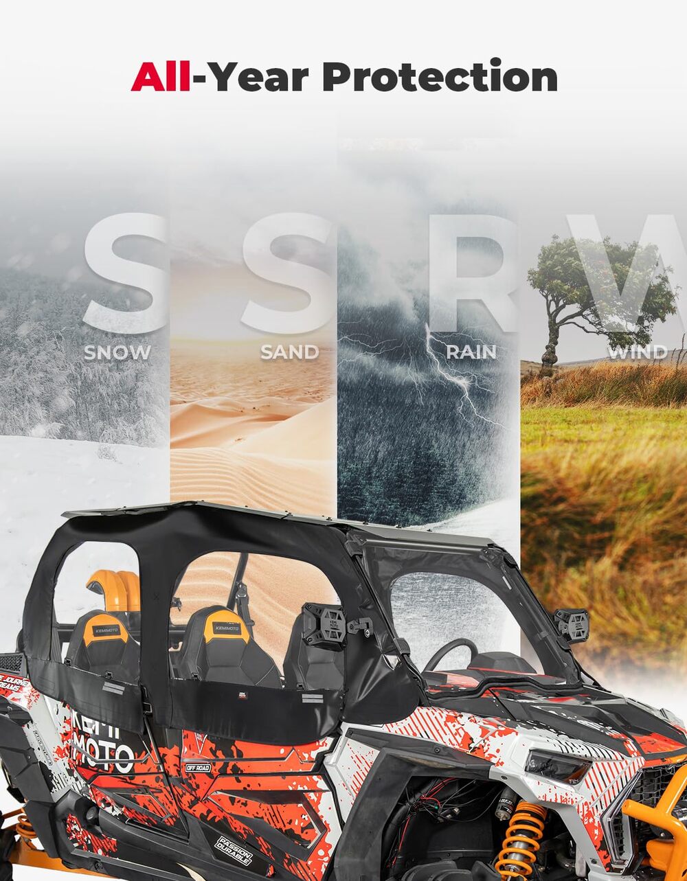 Kemimoto '14-'23 Polaris RZR XP 4 1000 Soft Upper Door Cab Enclosure Set