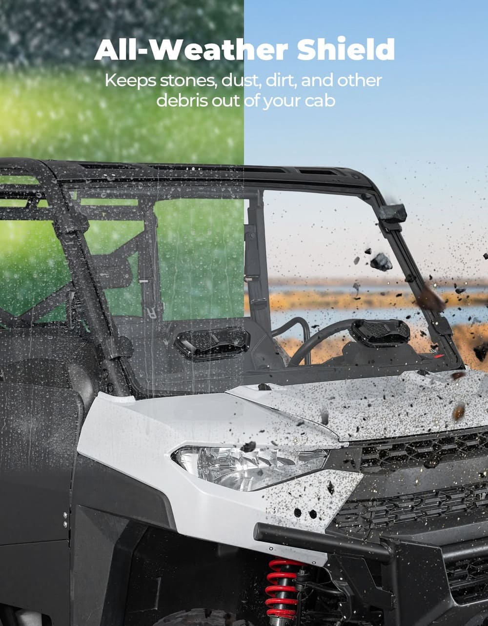 Kemimoto '14-'26 Polaris Ranger XP 1000 3-in-1 Vented Windshield
