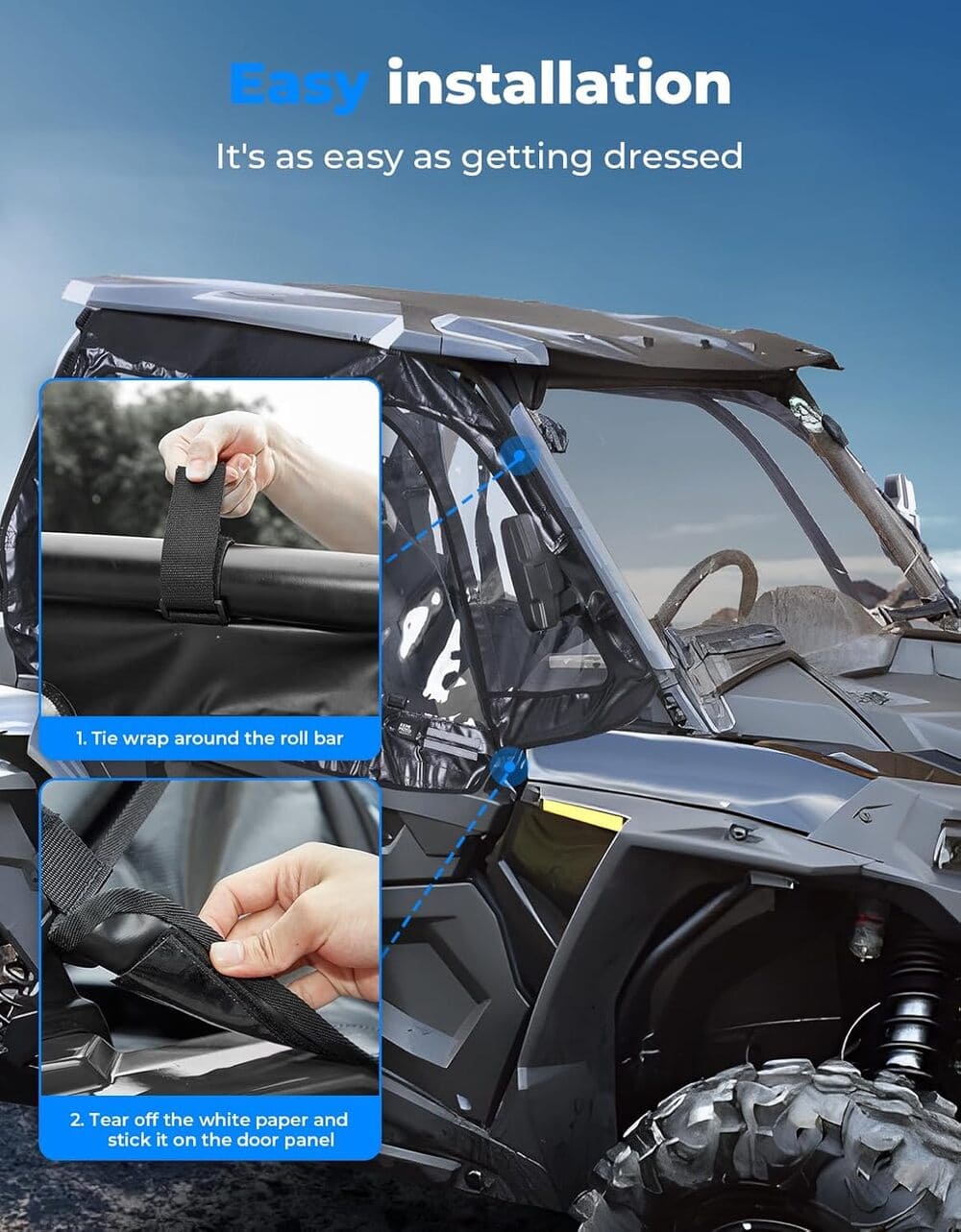 Kemimoto '14+ Polaris RZR XP 1000/ Turbo Upper Windows Soft Cab Enclosure