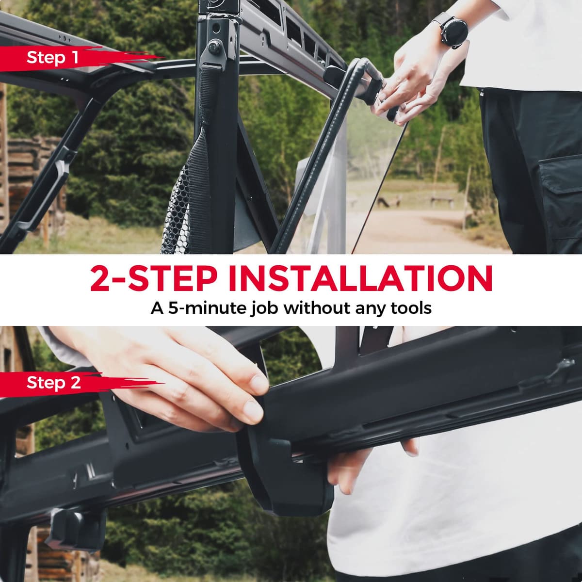 Kemimoto '15-'24 Polaris Ranger XP 1000 Rear Windshield Hard Tool