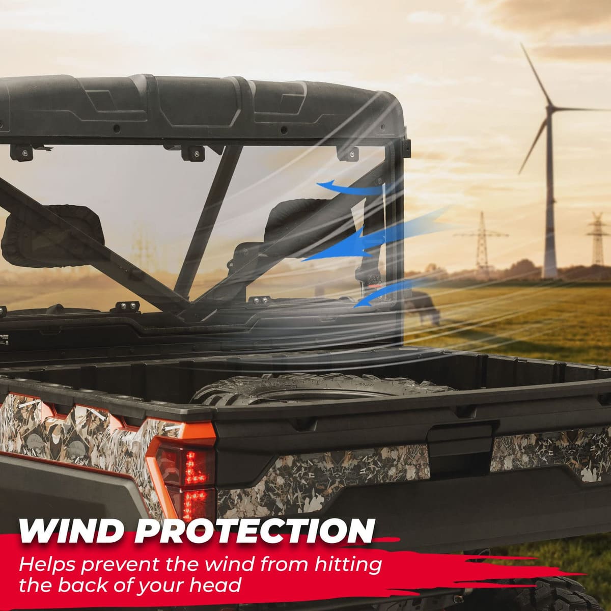 Kemimoto '15-'24 Polaris Ranger XP 1000 Rear Windshield Hard Tool