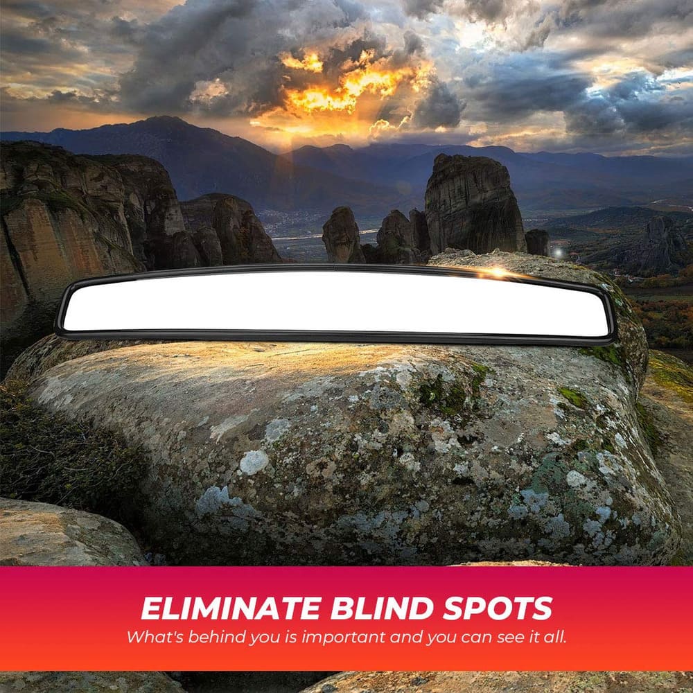 Kemimoto 15" UTV Race Convex Center Rearview Mirror w/ 3/4 1.75" or 2" Clamps