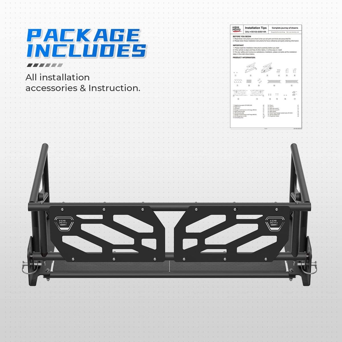 Kemimoto '16-'24 Honda Pioneer 1000-5 Rear Cargo Bed Extender