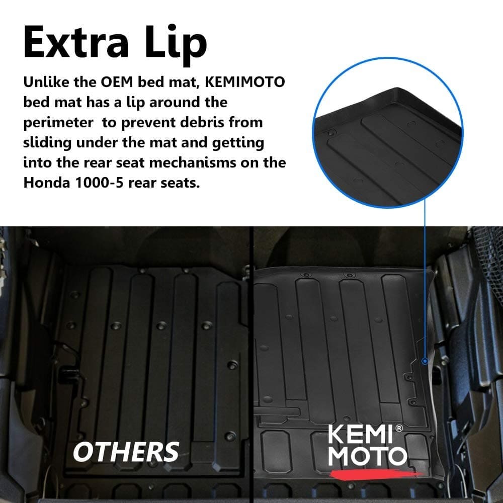 Kemimoto '16-'24 Honda Pioneer 1000-5 Rubber Bed Mat Liner