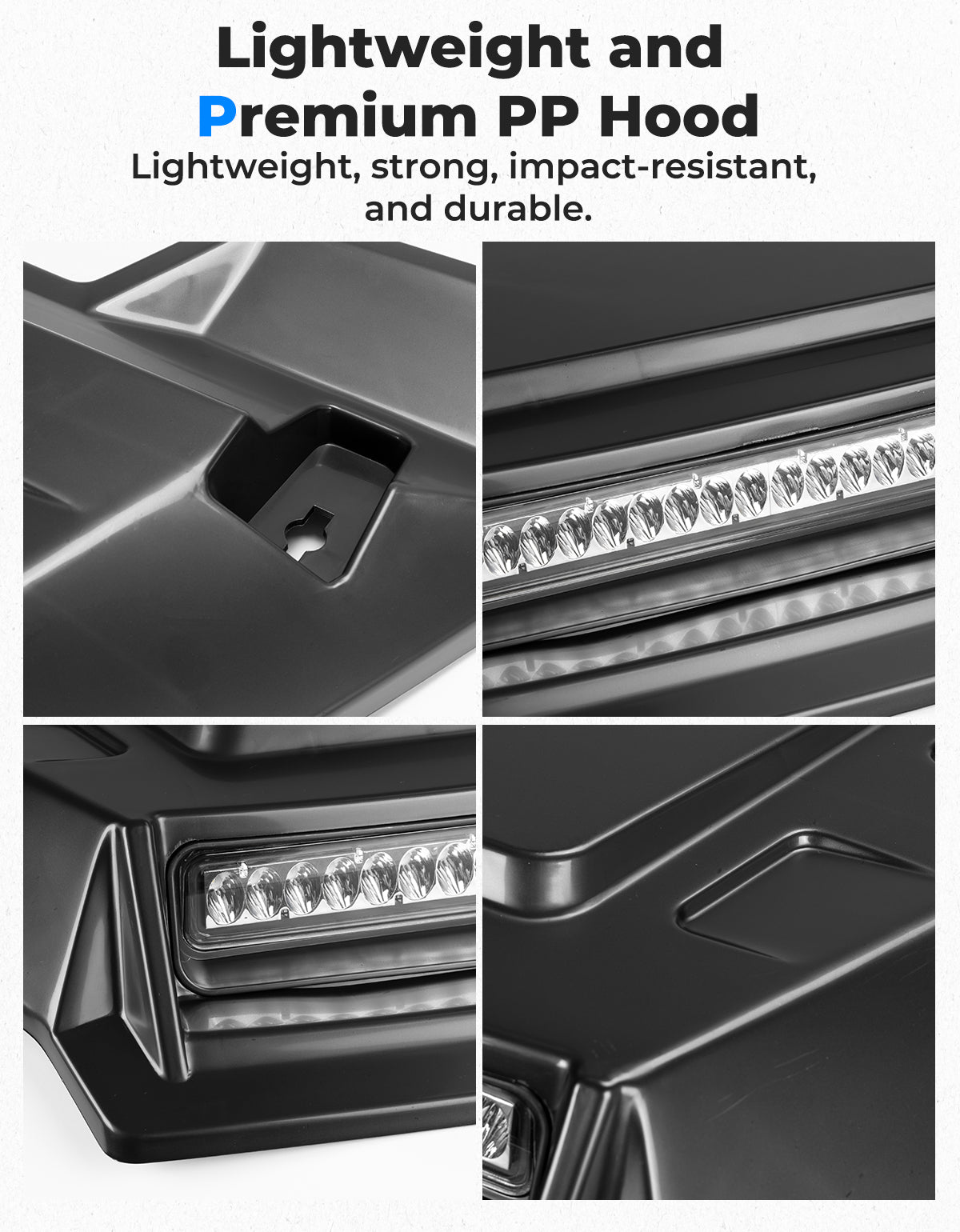 Kemimoto '16-'24 Honda Pioneer 1000 Sport Hood Scoop w/LED Light