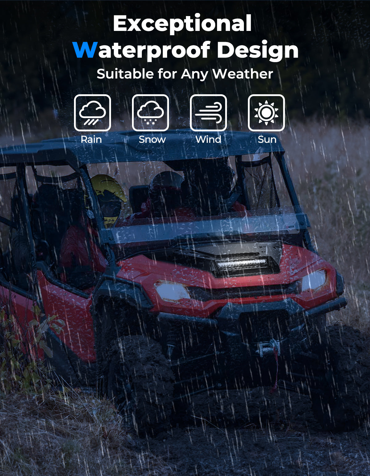 Kemimoto '16-'24 Honda Pioneer 1000 Sport Hood Scoop w/LED Light