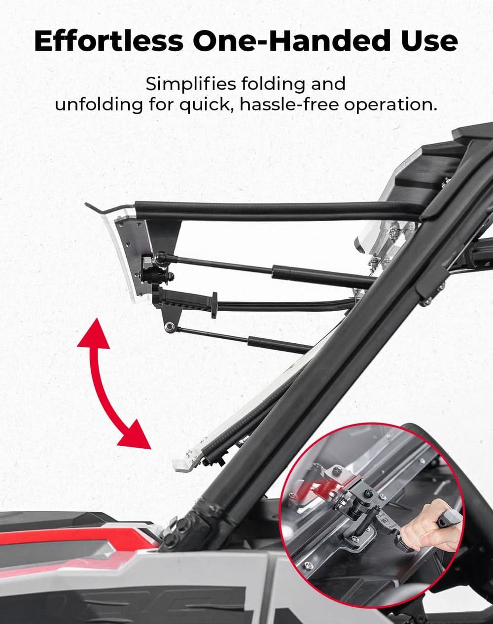 Kemimoto '16-'25 Polaris General XP 1000 3-In-1 Front Flip Windshield