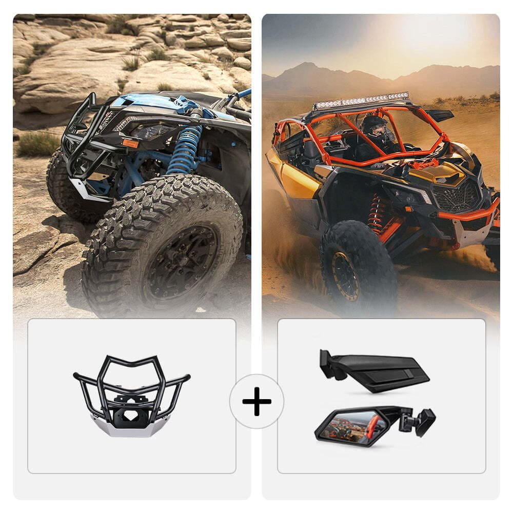 Kemimoto '17-'23 Can-Am Maverick X3 Front Bumpers & Side Mirrors