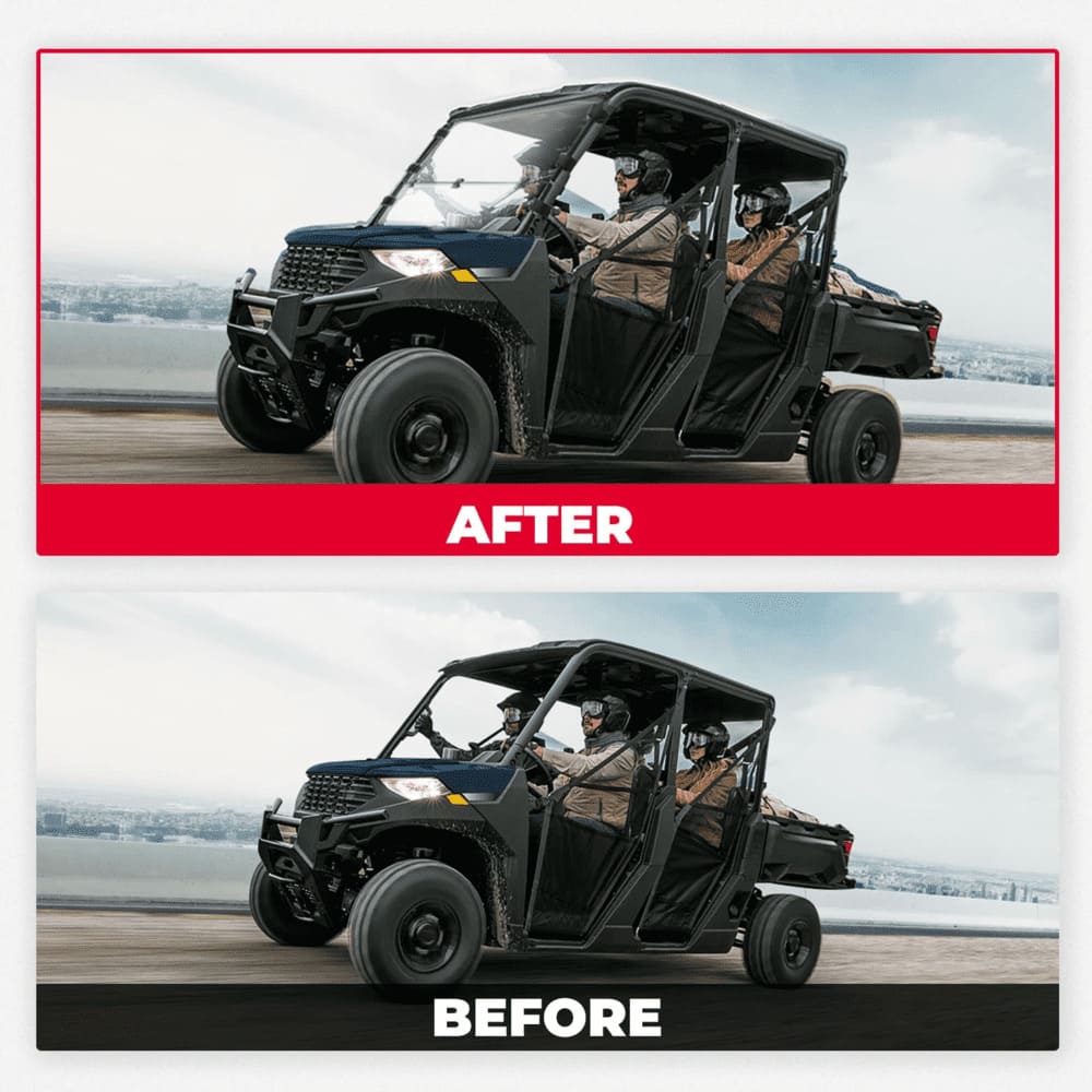 Kemimoto '17-'23 Polaris Ranger 1000 /XP 1000 2-In-1 Flip Up Windshield