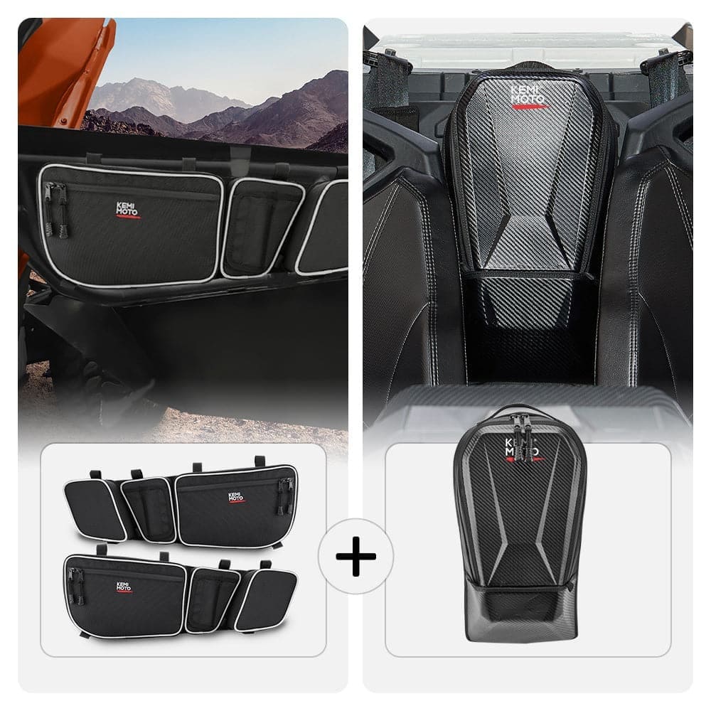 Kemimoto '17-'24 Can-Am Maverick X3 Front Door Bags & Center Storage Bag