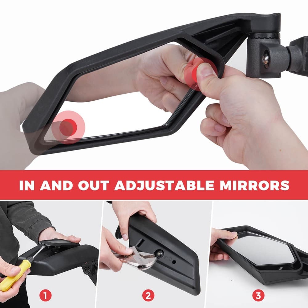 Kemimoto '17-'24 Can-Am Maverick X3 Front Door Storage Bags & Side View Mirror