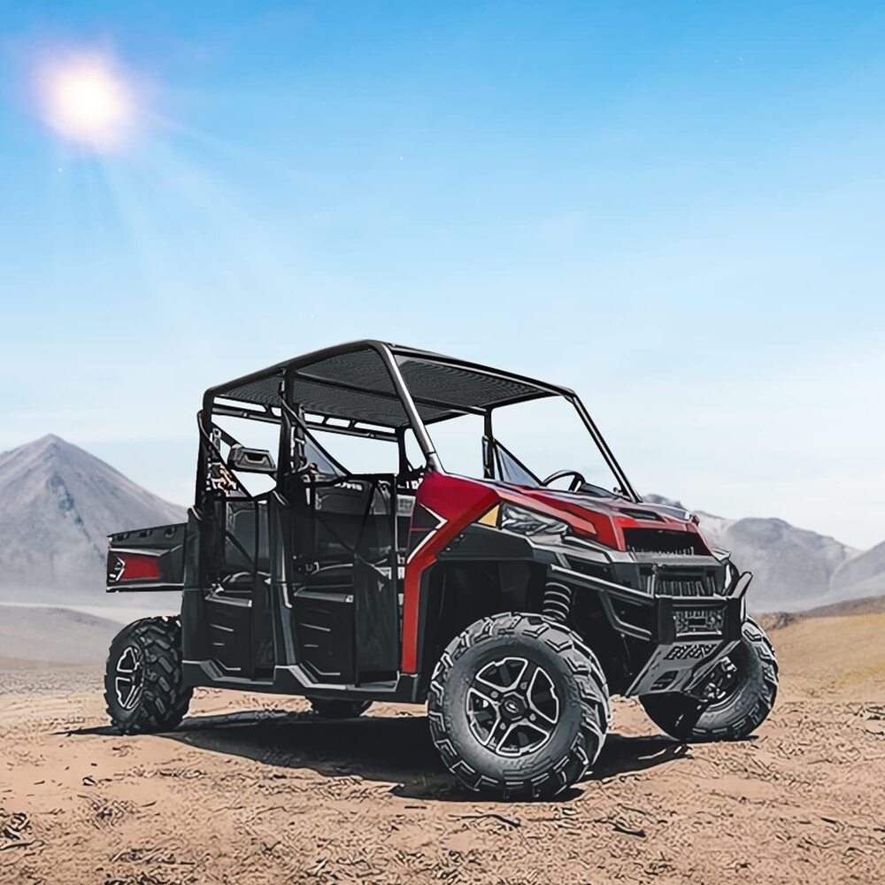 Kemimoto '17-'24 Polaris Ranger 1000 Crew UTV Soft Top Window Net Mesh