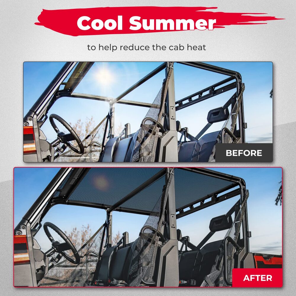 Kemimoto '17-'24 Polaris Ranger 1000 Crew UTV Soft Top Window Net Mesh