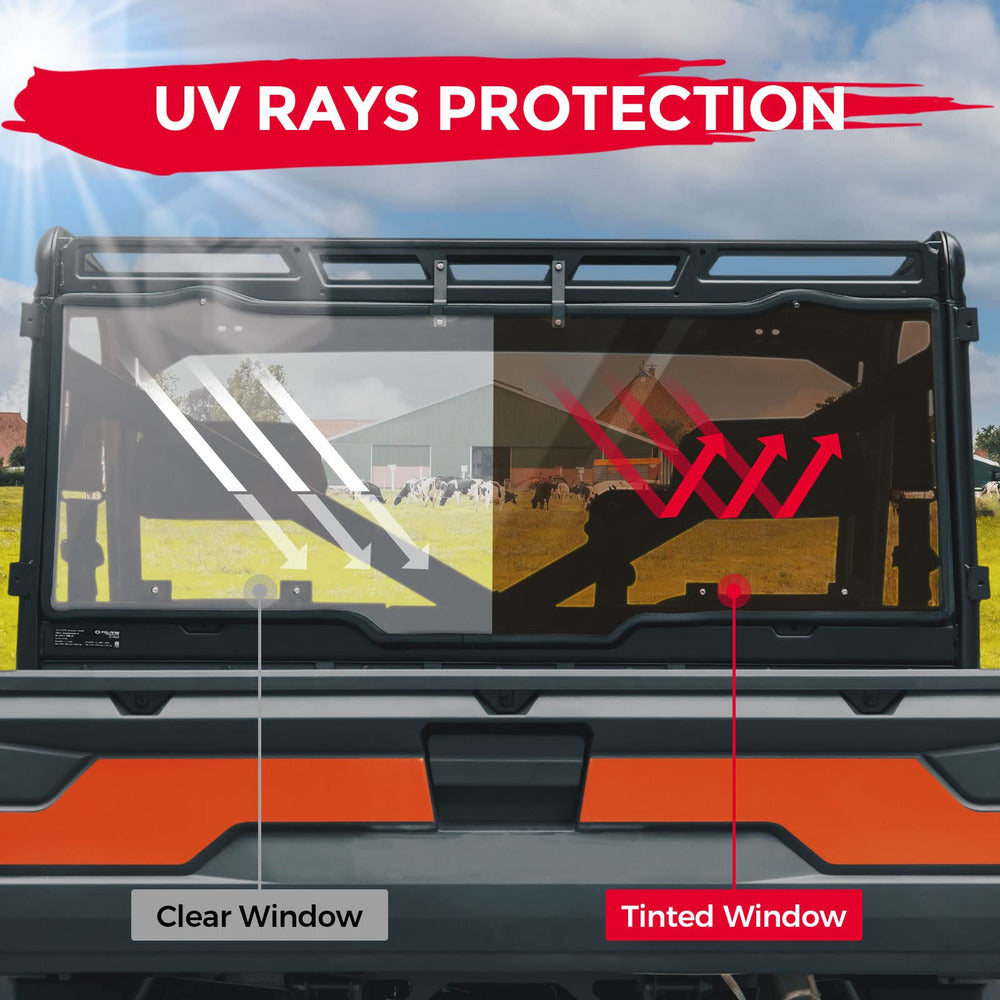 Kemimoto '17-'24 Polaris Ranger XP 1000/ Crew Tint Anti UV Rear Windshield_2