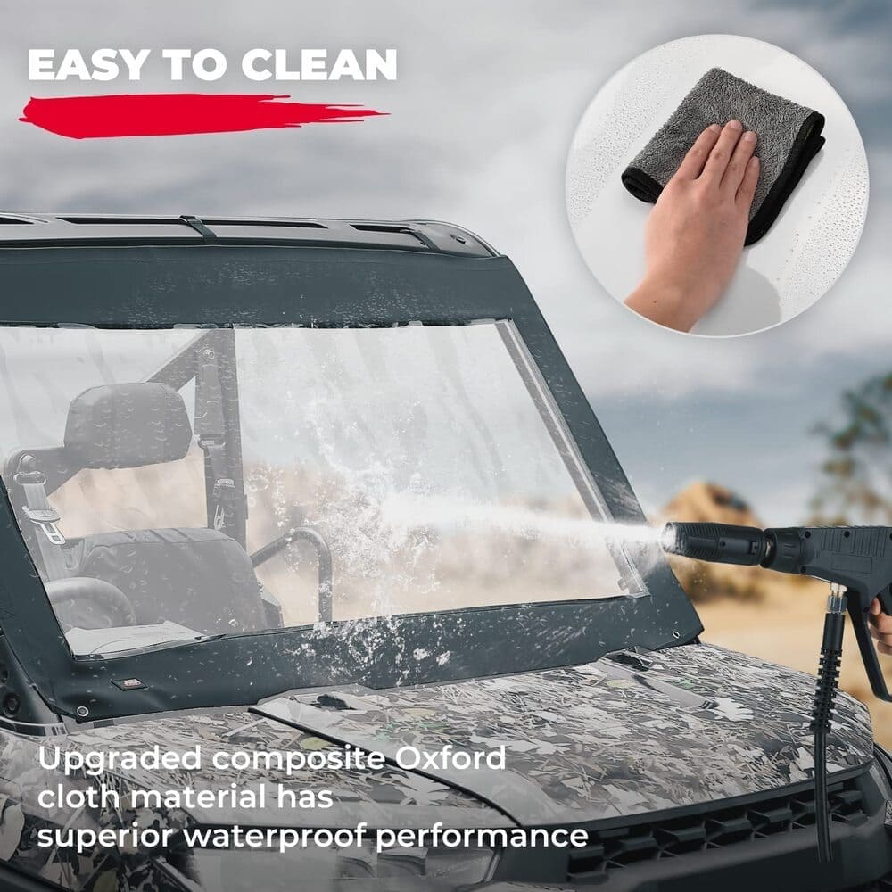 Kemimoto '17-'24 Polaris Ranger XP 1000 PVC Waterproof Panel Soft Front Windshield