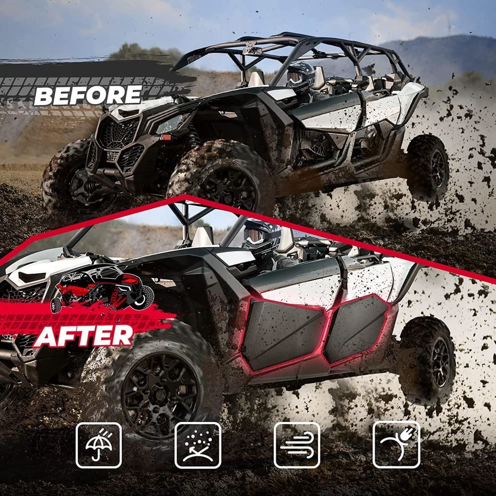Kemimoto '17-'25 Can-Am Maverick X3 Max Lower Doors Panels w/ Metal Frame - 4 Pcs
